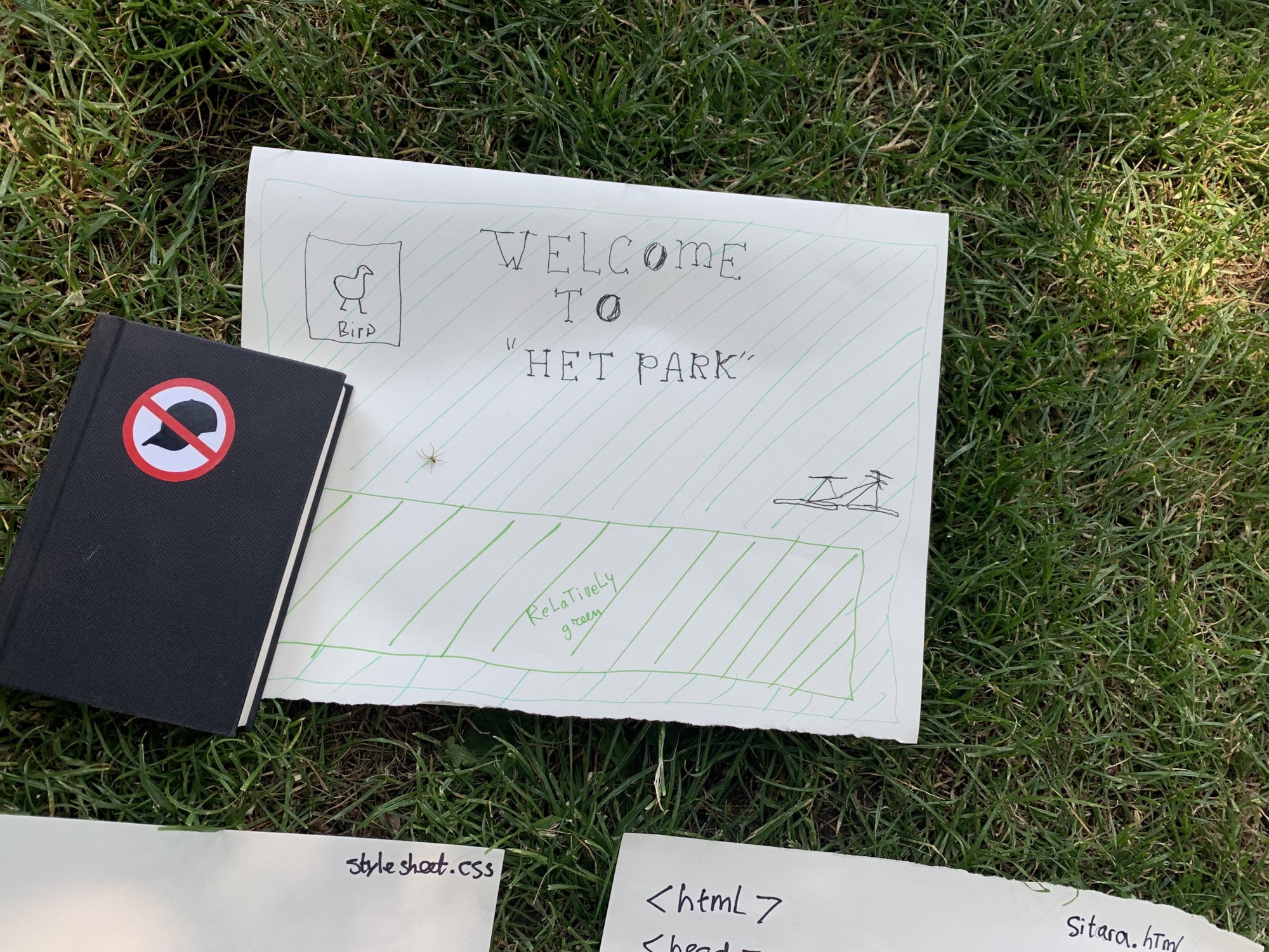 A student's hand written HTML from the workshop